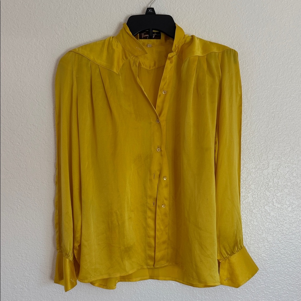 Vintage Thierry Mugler Vibrant Yellow silk shirt Blouse